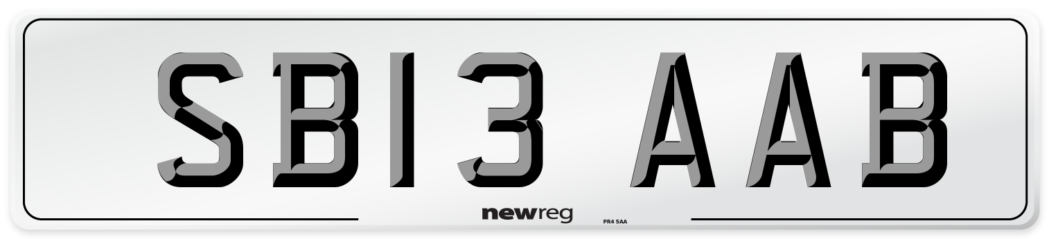 SB13 AAB Number Plate from New Reg